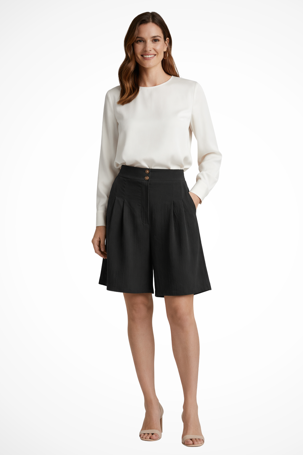 Women's Pleated Tailored Bermuda Shorts