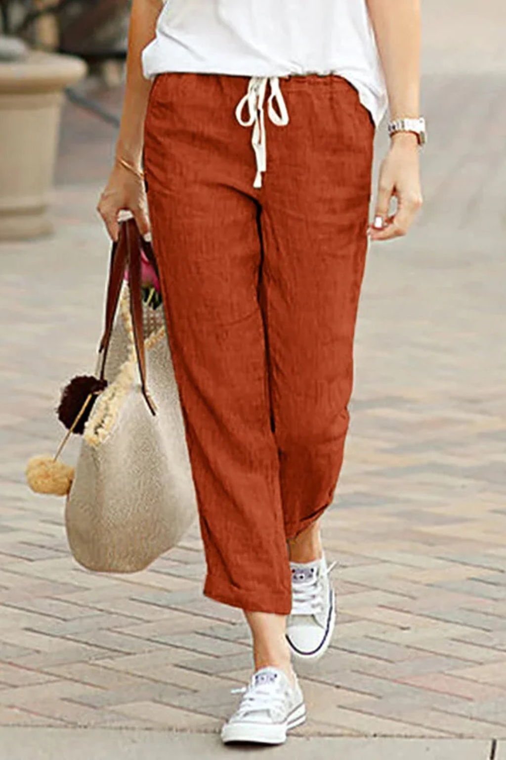 Women's Linen Cropped Trousers