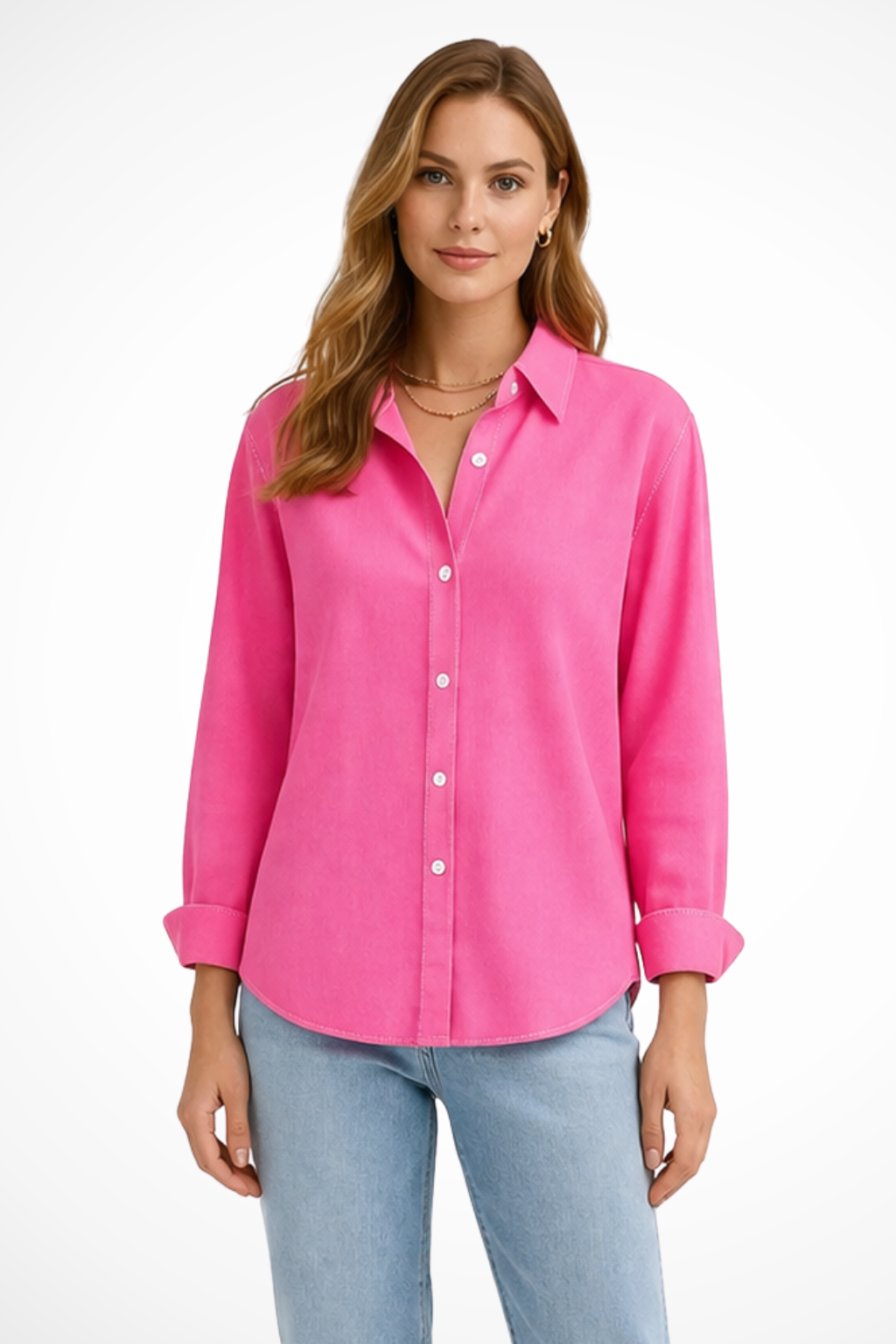 Women's Collared Button-Down Blouse