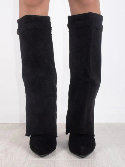 Women's Leather Wide Leg Boots