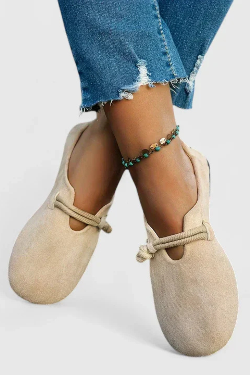 Women's Suede Rope Ballet Flats