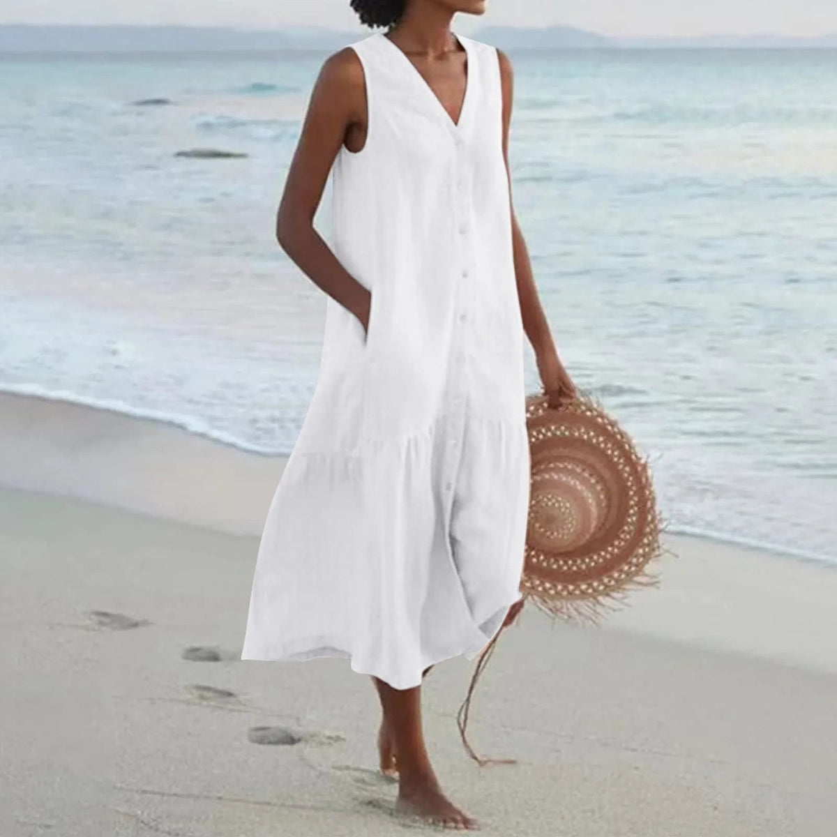 Women's V-Neck Summer Midi Dress