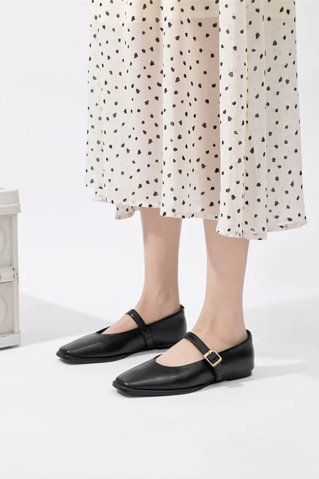 Women's Square Toe Buckle Flats