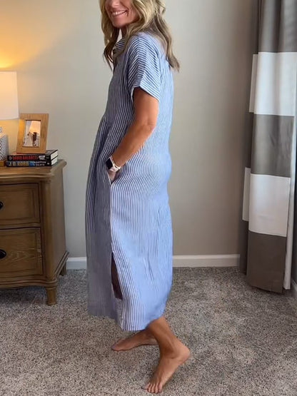 Women's Striped Button-Front Dress