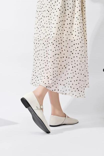 Women's Square Toe Buckle Flats