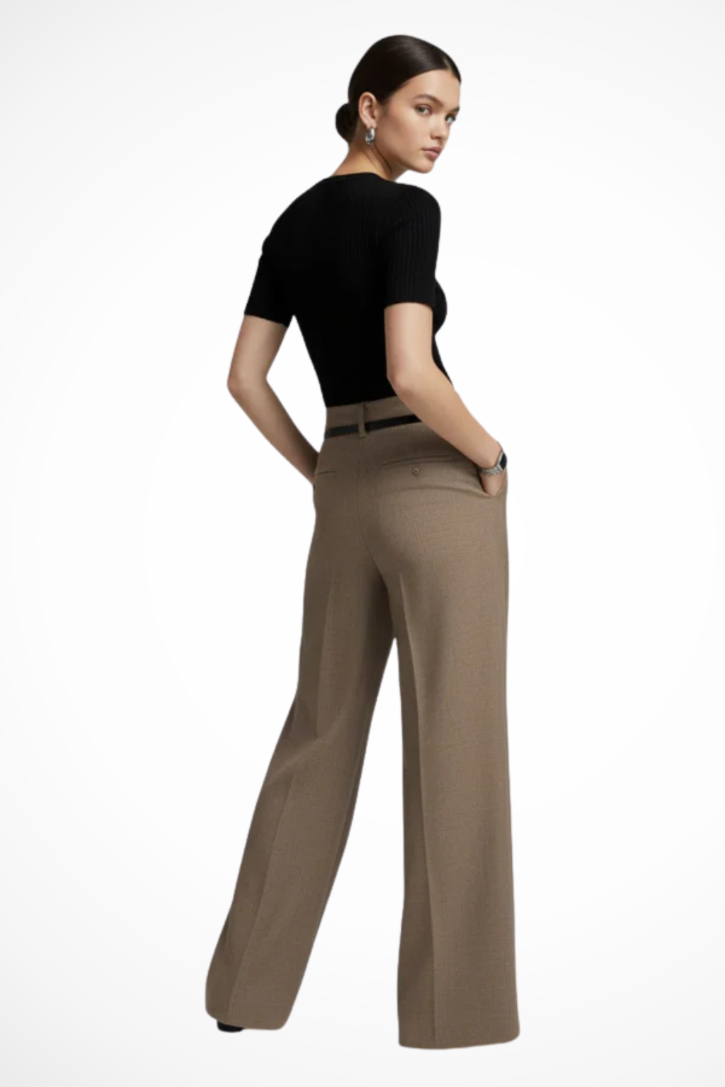 Women's Pleated Belted Tailored Trousers