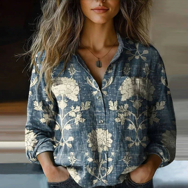 Women’s Printed Button Front Blouse