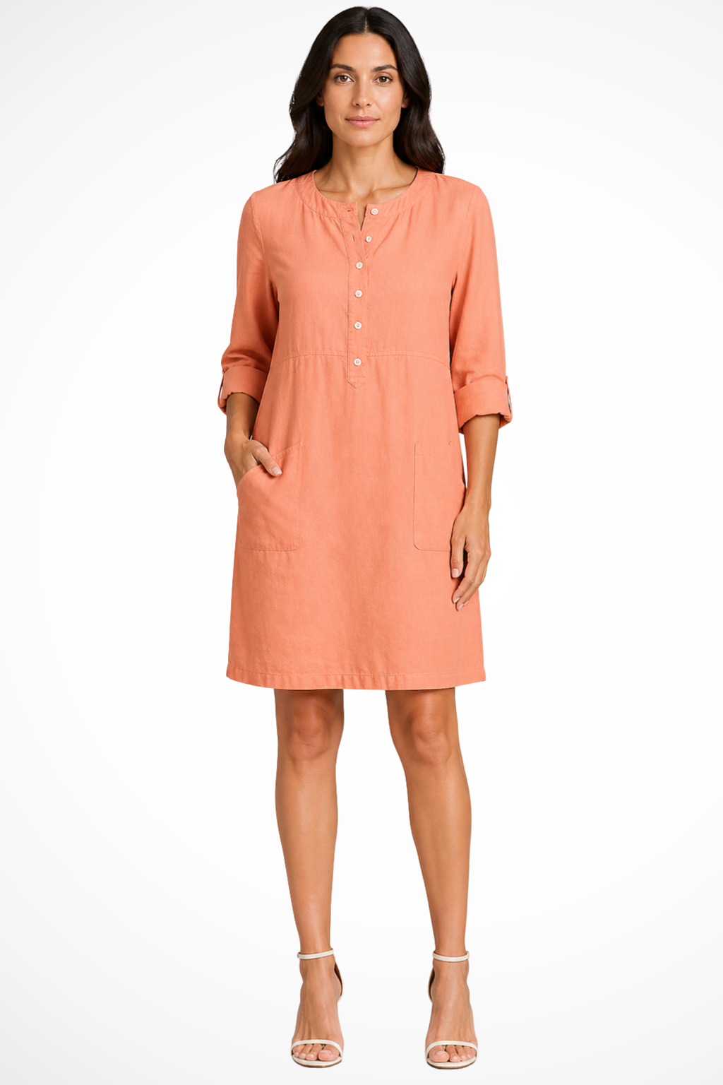 Women's Linen Long Sleeve Shirt Dress