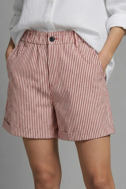 Women's Striped High-Waist Tailored Shorts