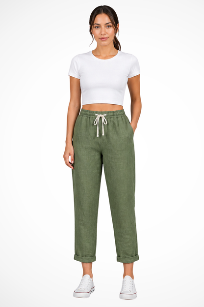 Women's Linen Cropped Trousers