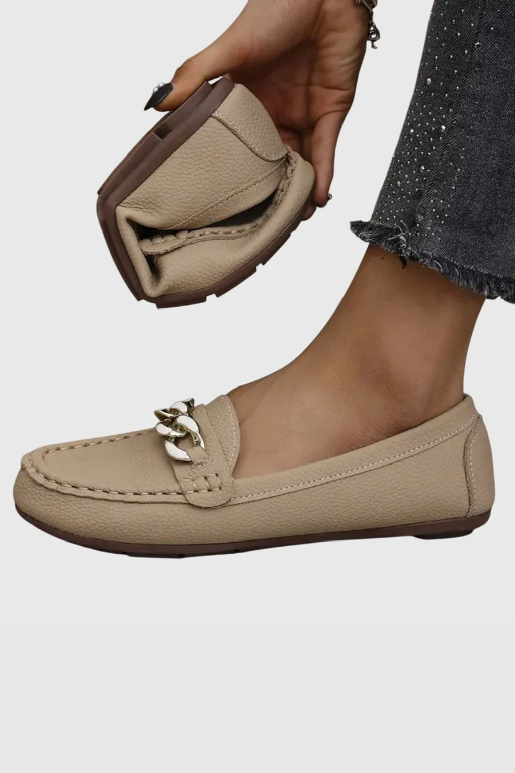 Women's Chain Detail Slip On Loafers