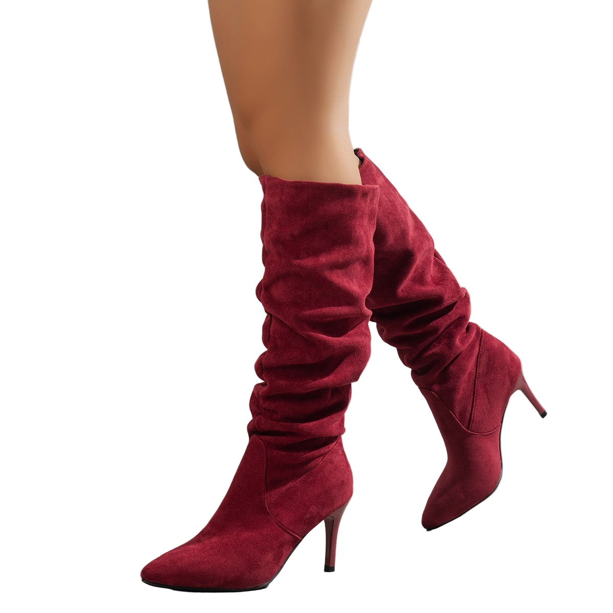 Women's Suede Stiletto Slouch Boots