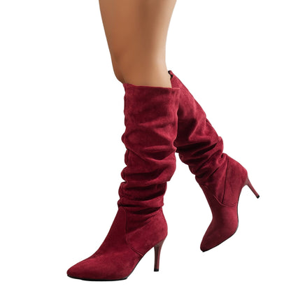 Women's Suede Stiletto Slouch Boots