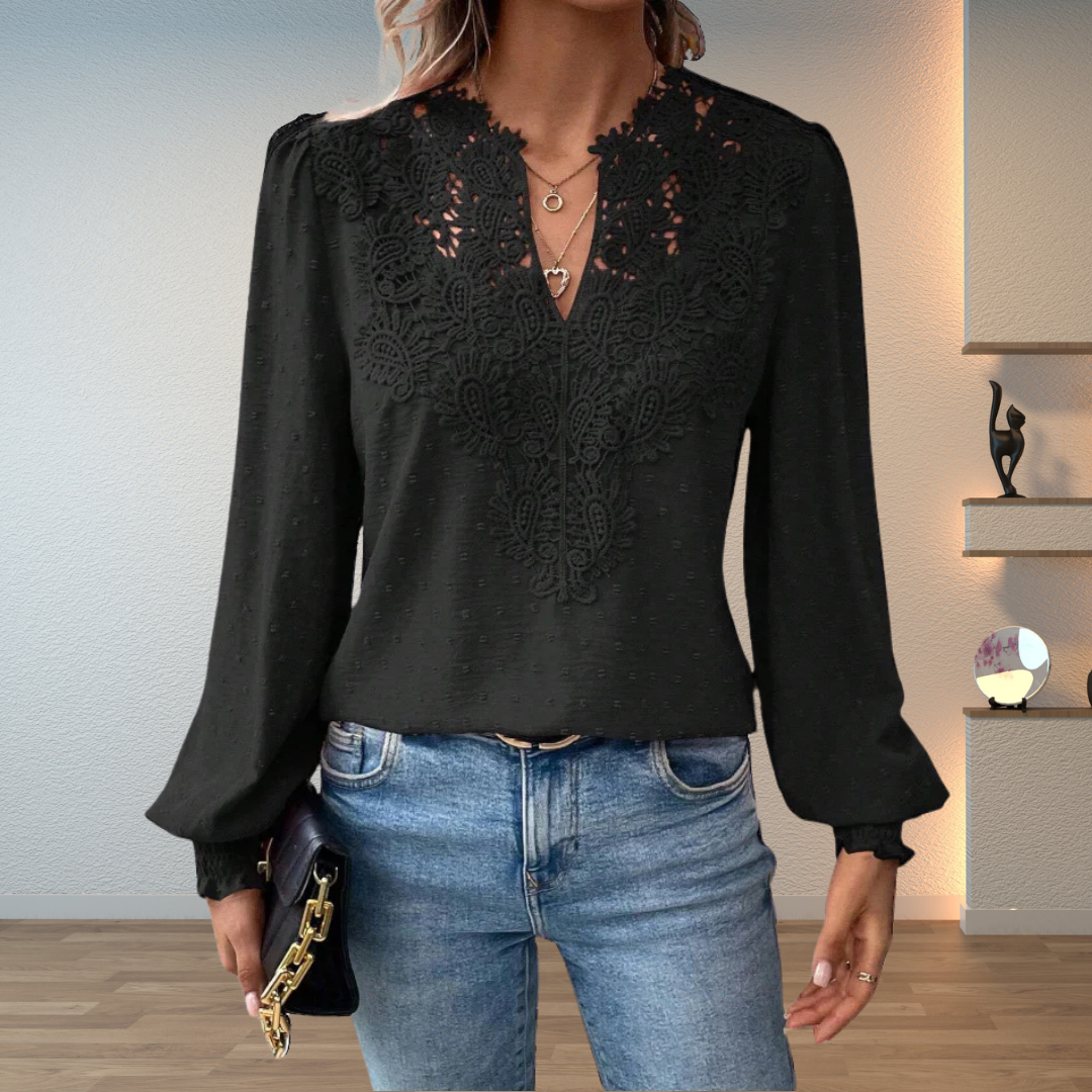 Women’s V Neck Floral Detail Blouse