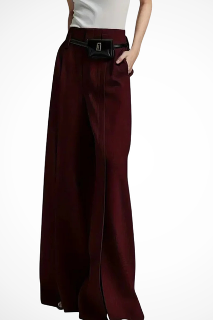 Women's Pleated Belted Tailored Trousers