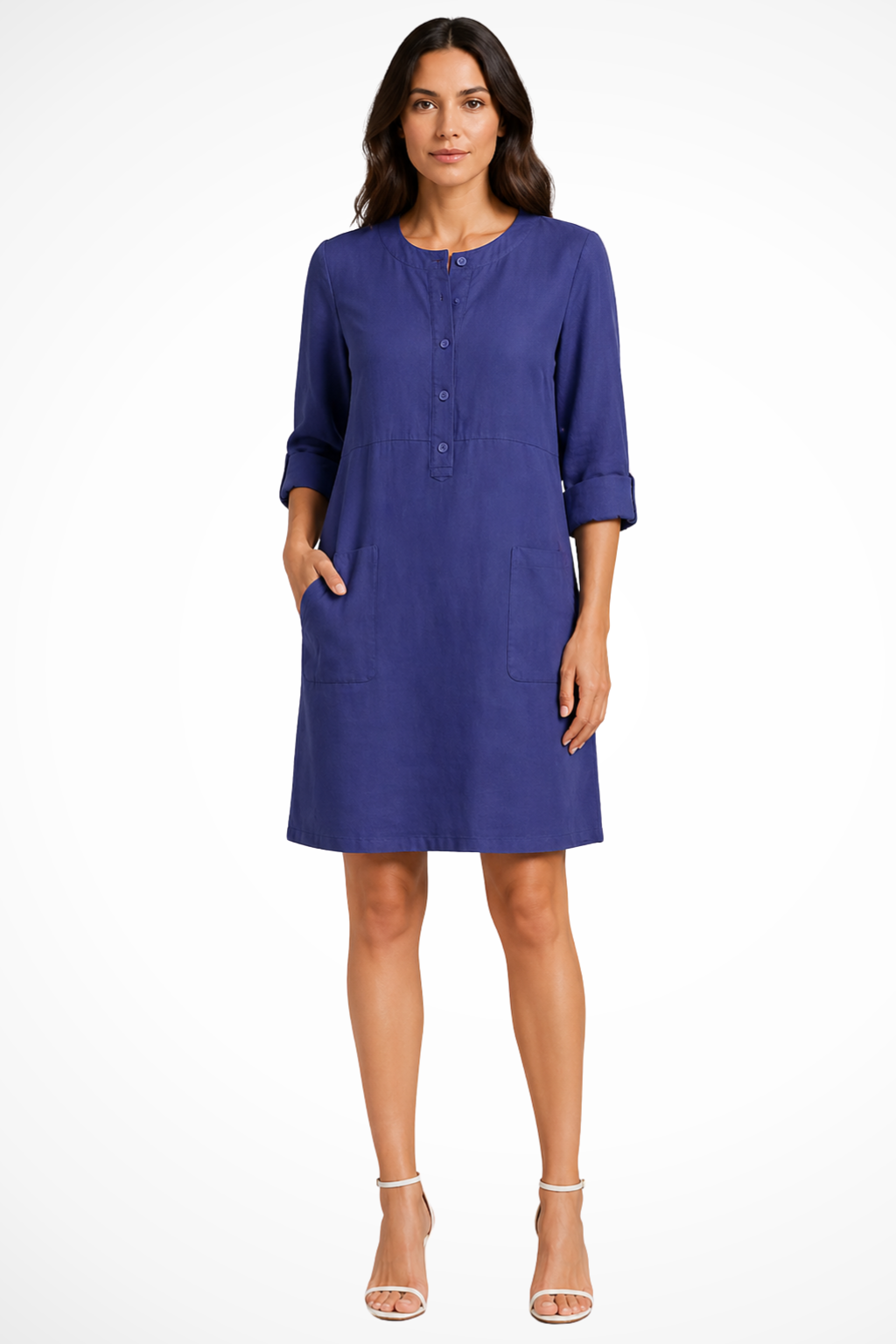Women's Linen Long Sleeve Shirt Dress