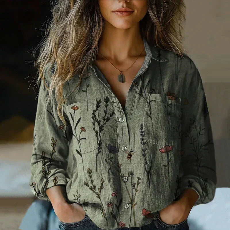 Women’s Printed Button Front Blouse