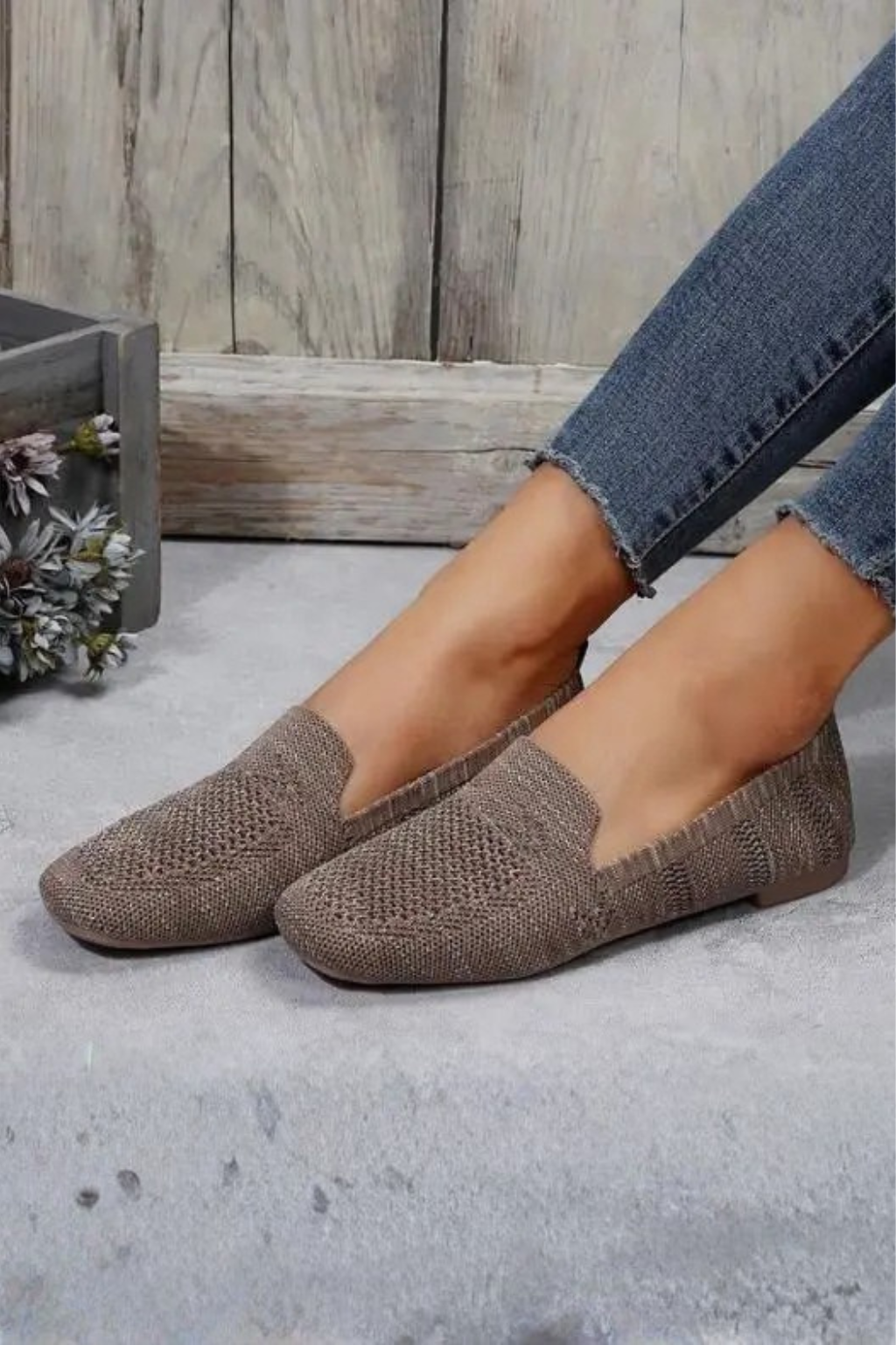 Women's Square Toe Knit Flats