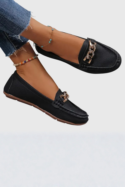 Women's Chain Detail Slip On Loafers