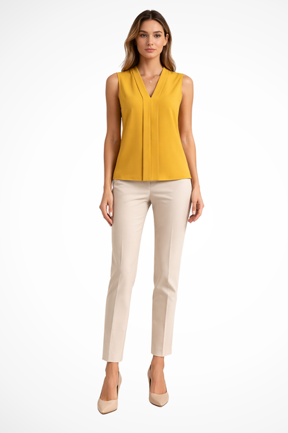 Women's Sleeveless Pleat Front Blouse