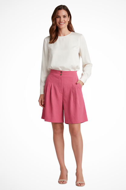 Women's Pleated Tailored Bermuda Shorts