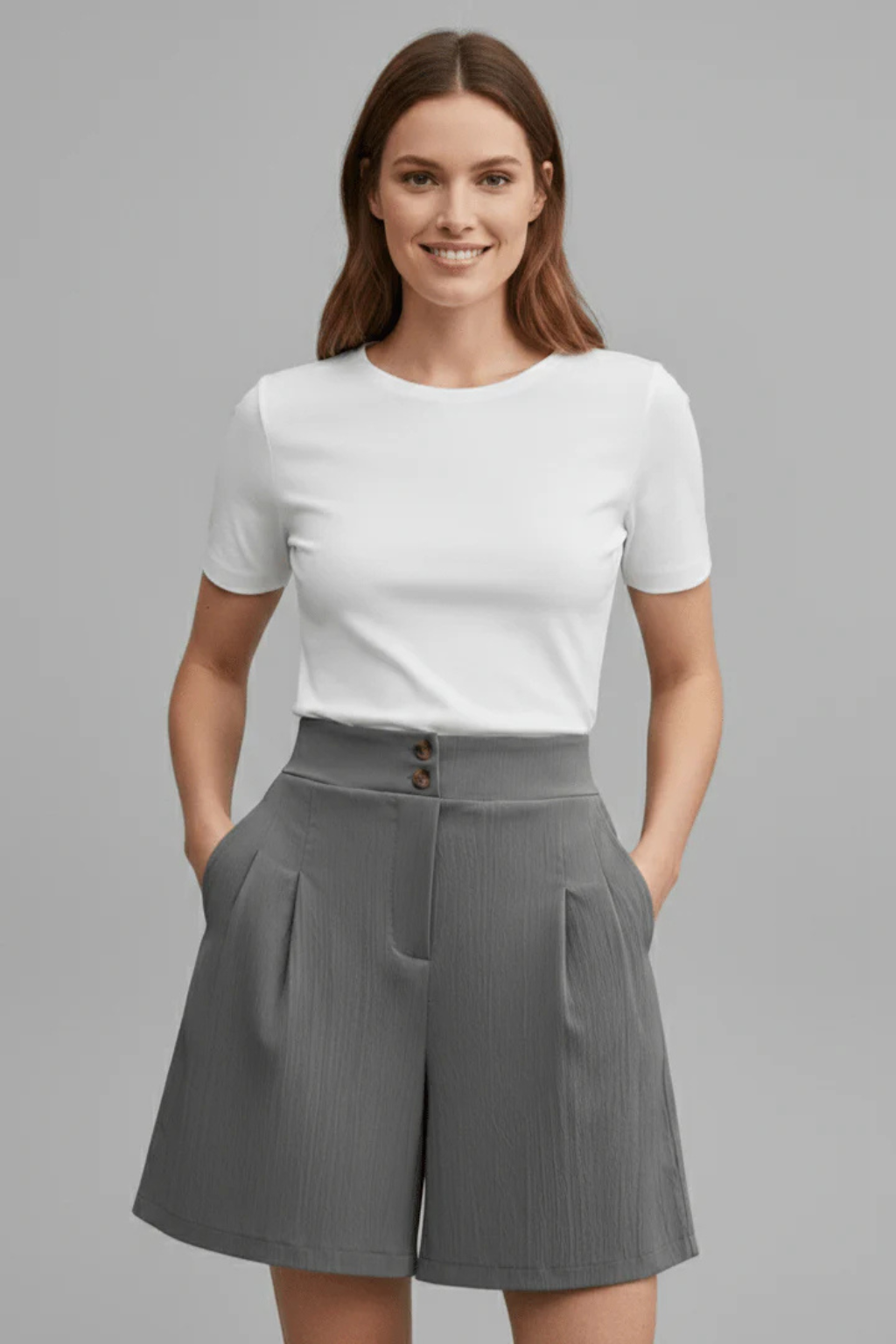 Women's Pleated High-Waist Shorts