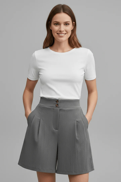 Women's Pleated High-Waist Shorts