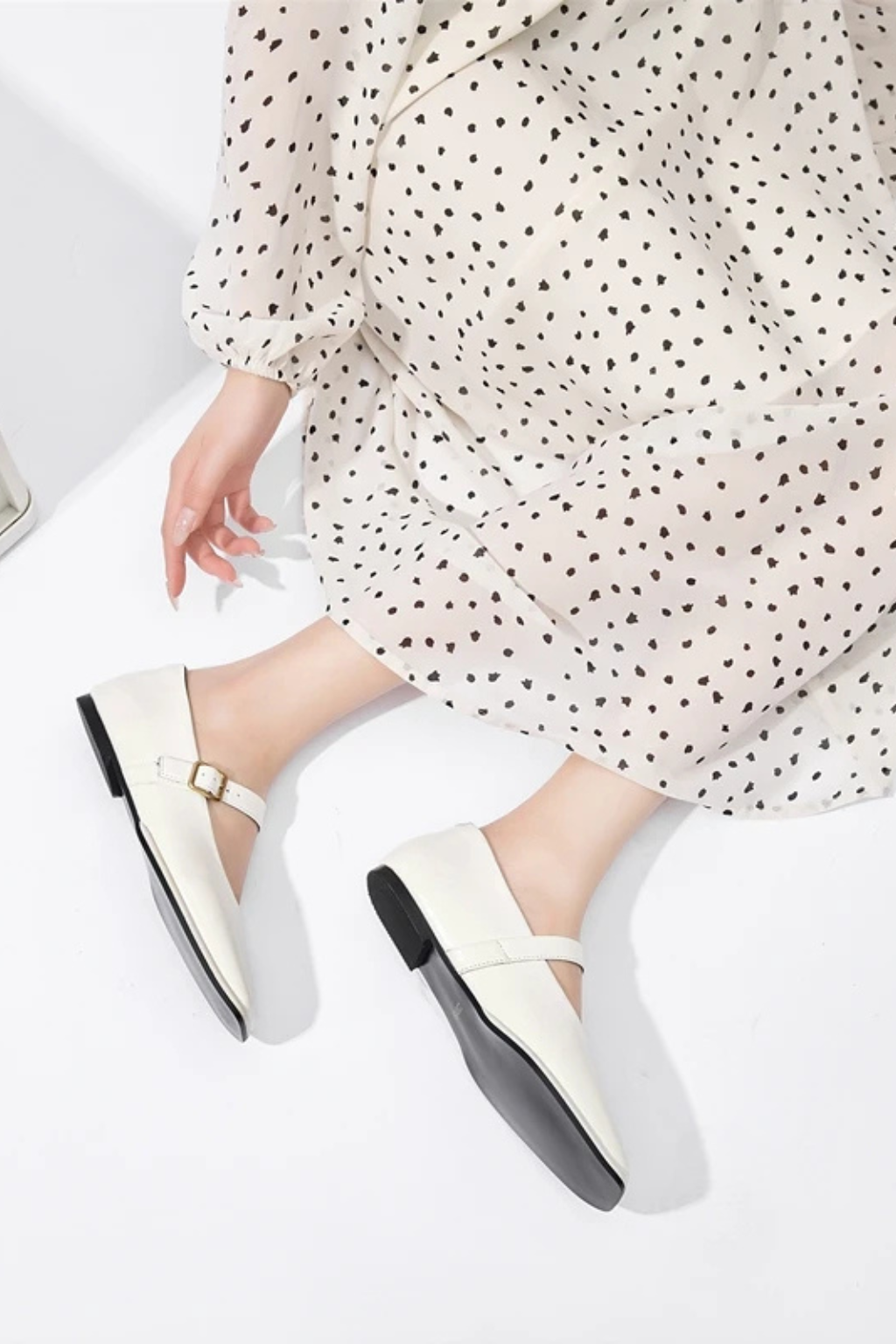 Women's Square Toe Buckle Flats