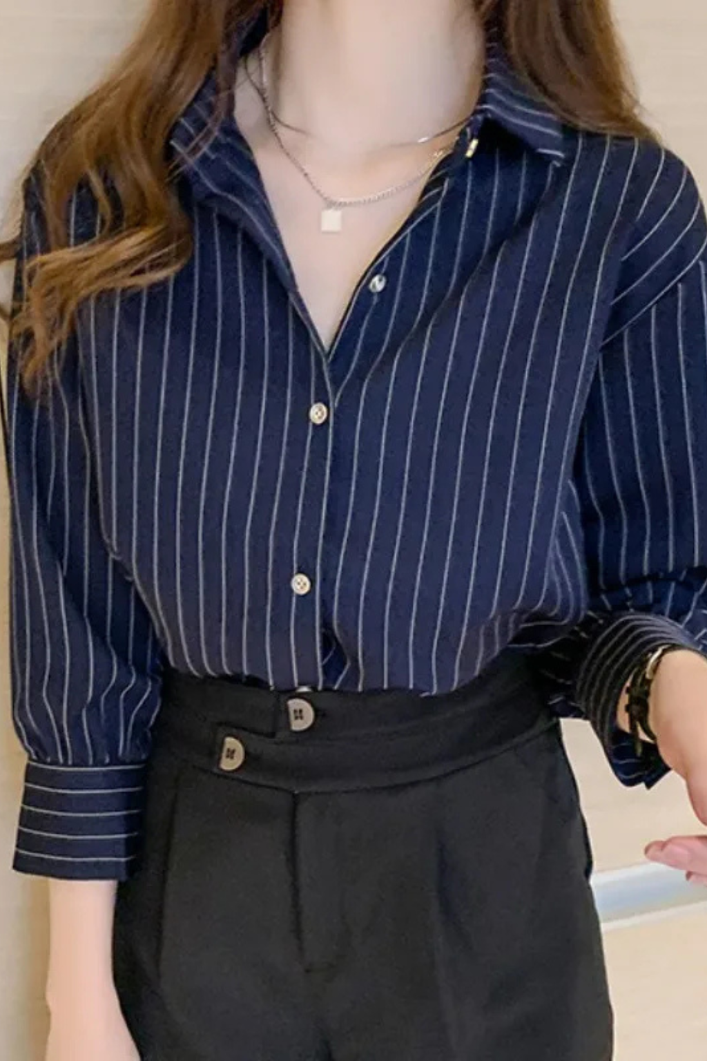 Women's Striped Long Sleeve Blouse