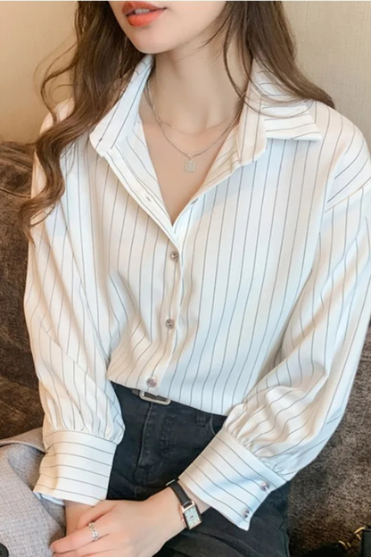 Women's Striped Long Sleeve Blouse