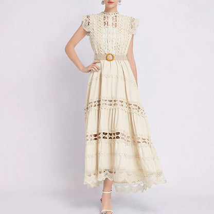 Women's Waist-Cinching Lace Dress