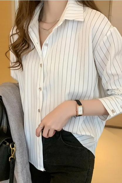 Women's Striped Long Sleeve Blouse