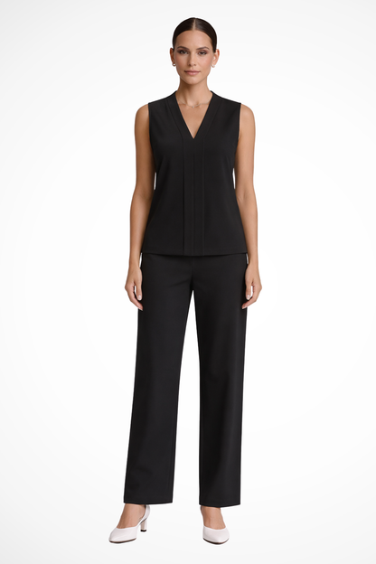 Women's Sleeveless Pleat Front Blouse