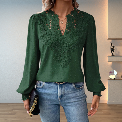 Women’s V Neck Floral Detail Blouse