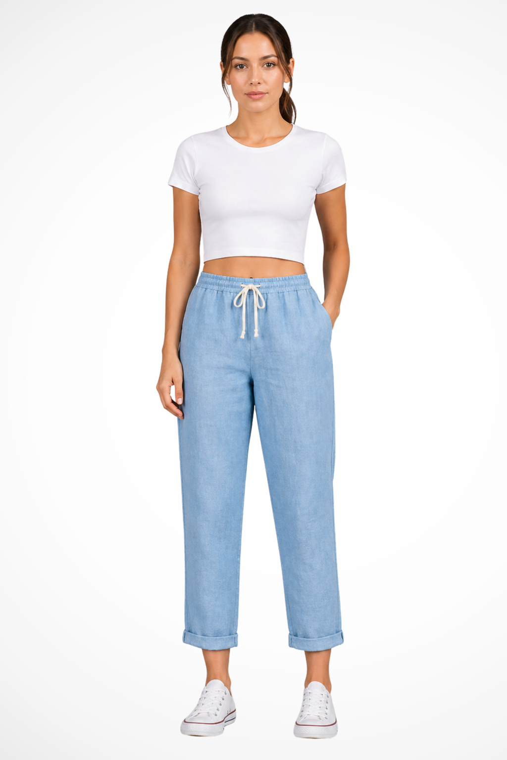 Women's Linen Cropped Trousers