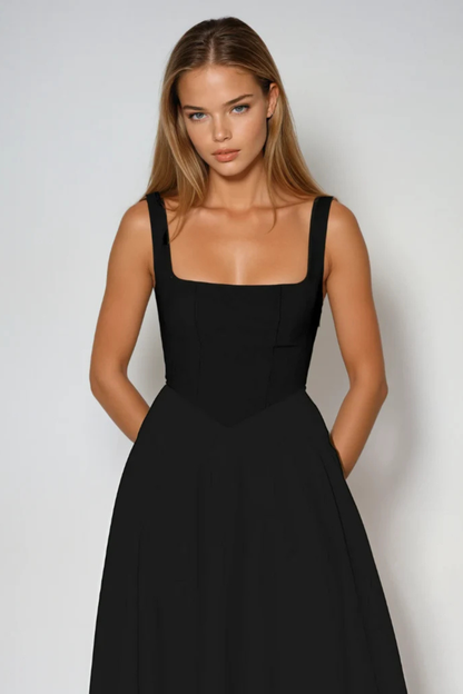 Square Neck Midi Guest Dress