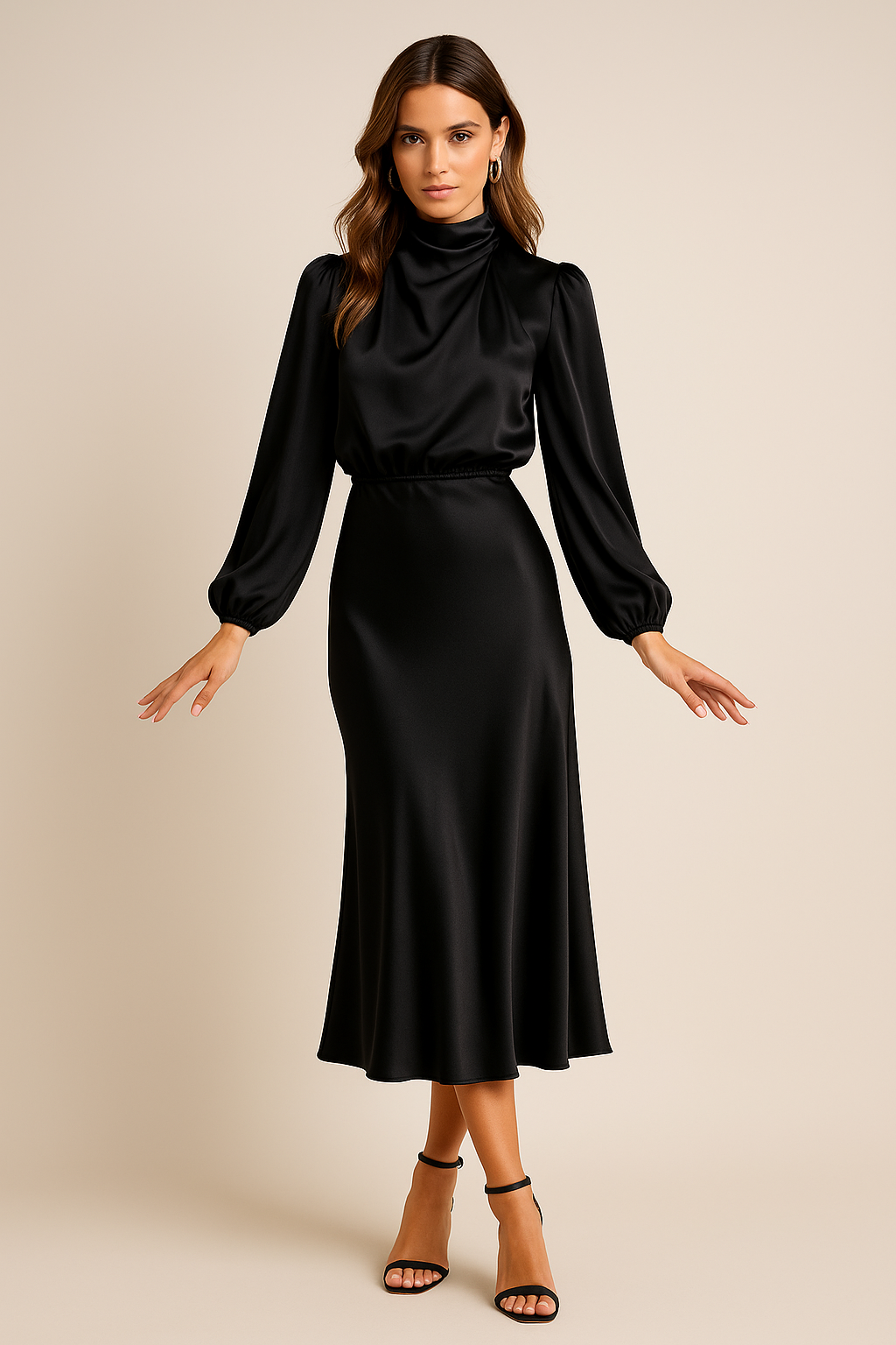 Women's High-Waist Midi Dress