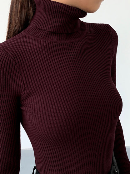 Women’s Minimalist Slim Turtleneck Top