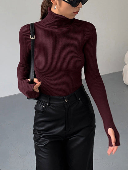 Women’s Minimalist Slim Turtleneck Top
