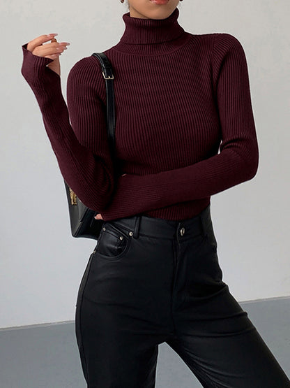 Women’s Minimalist Slim Turtleneck Top