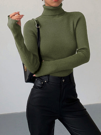 Women’s Minimalist Slim Turtleneck Top