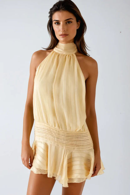 Women's Halter Neck Ruched Dress