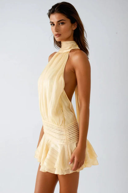 Women's Halter Neck Ruched Dress