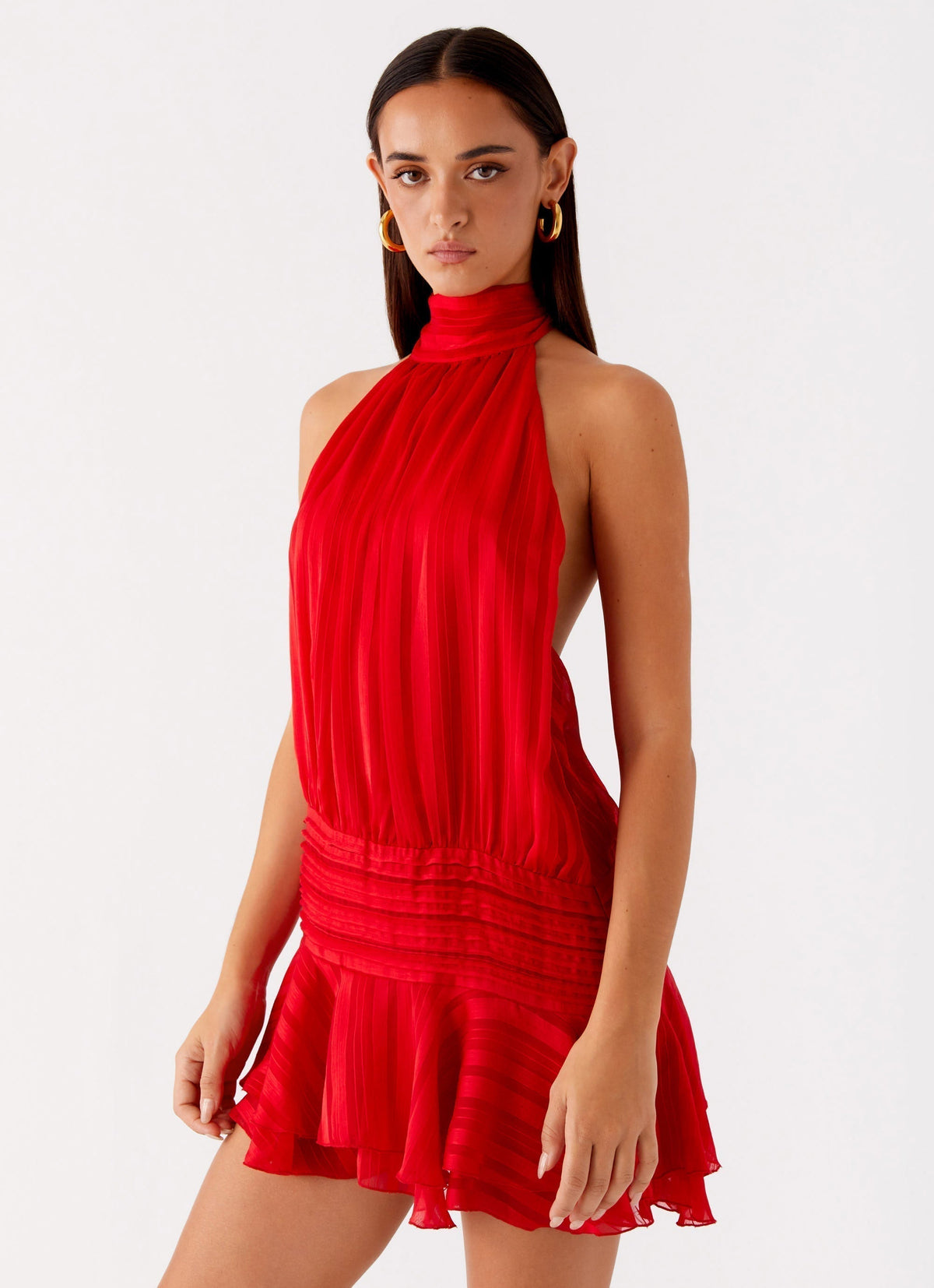 Women's Halter Neck Ruched Dress