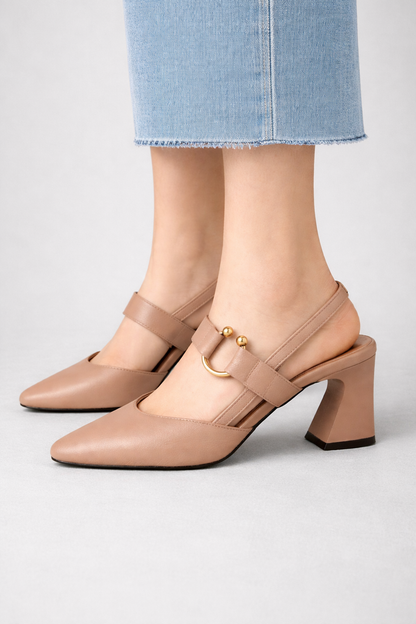 Women's Square Toe Slingback Heels
