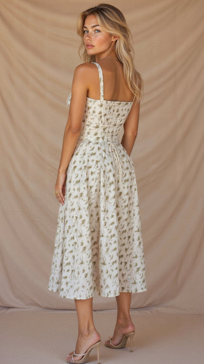 Women's Corset Bodice Midi Dress