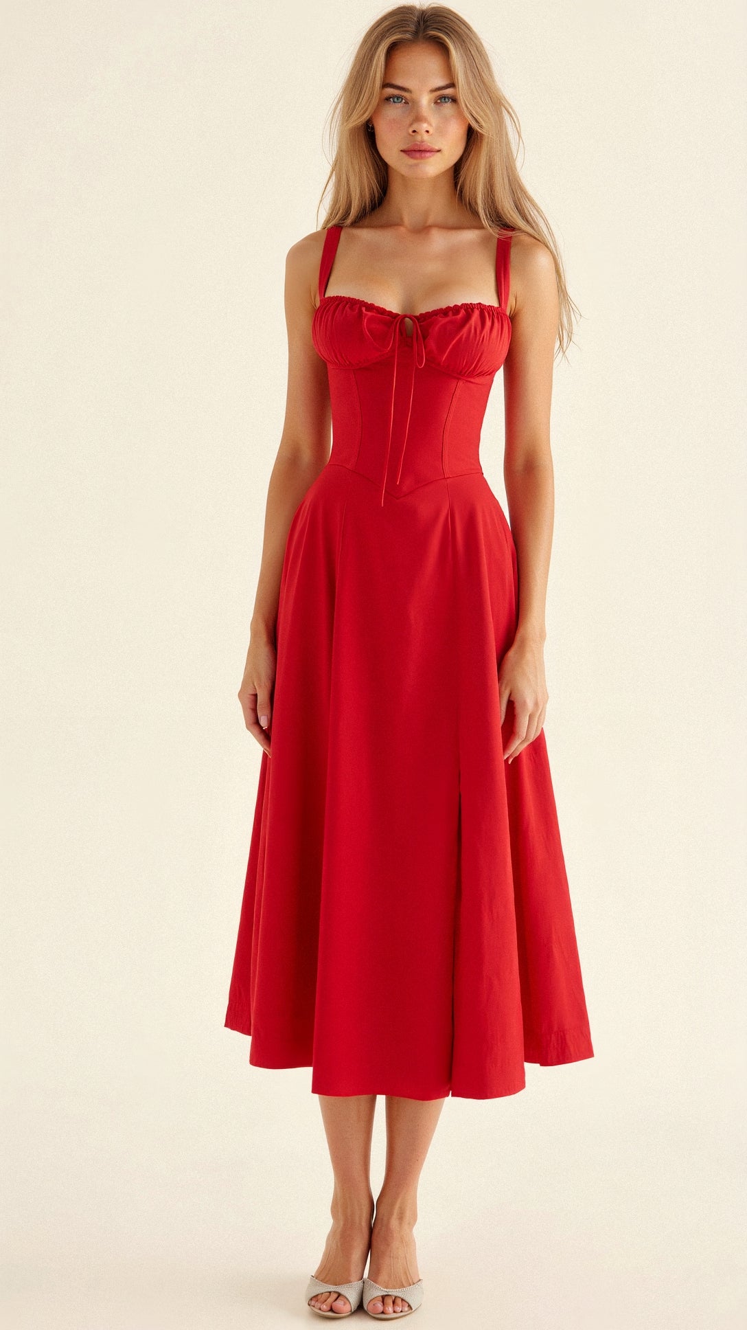 Women's Corset Bodice Midi Dress