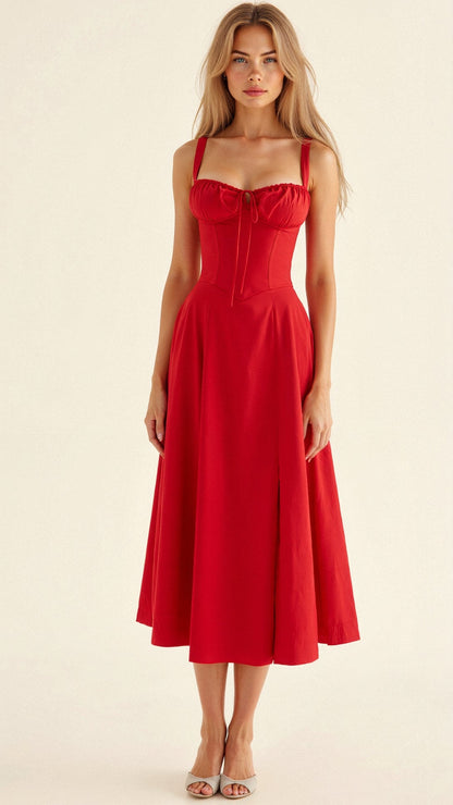 Women's Corset Bodice Midi Dress