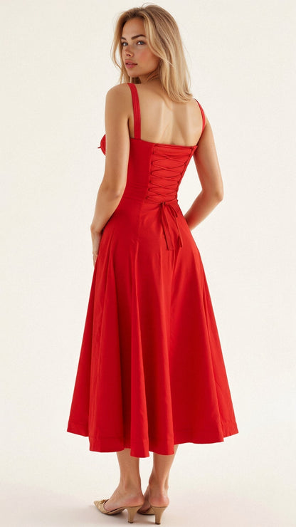 Women's Corset Bodice Midi Dress