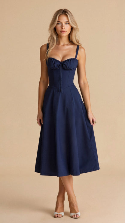 Women's Corset Bodice Midi Dress